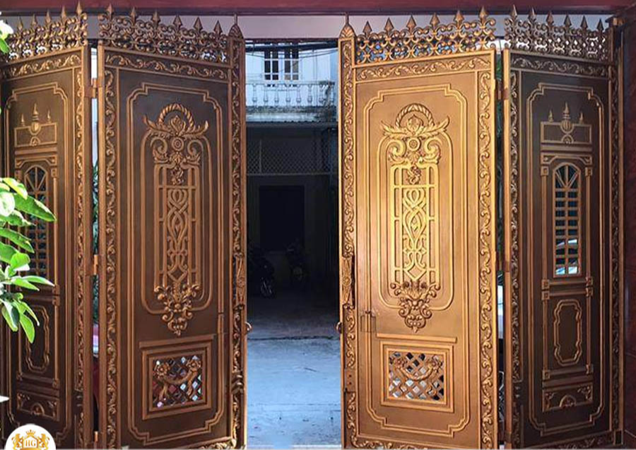 Cổng nhôm đúc 4 cánh mẫu 07