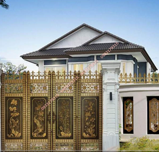 Cổng nhôm đúc 4 cánh mẫu 06